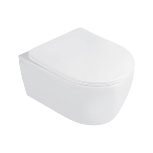 Унітаз підвісний Qtap Linnet безобідковий з сідінням Slim Soft-close QT0331106W