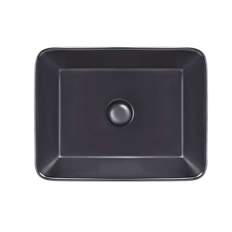 Раковина-чаша Qtap Tern 480х370х135 Matt black з донним клапаном QT172074MBMB