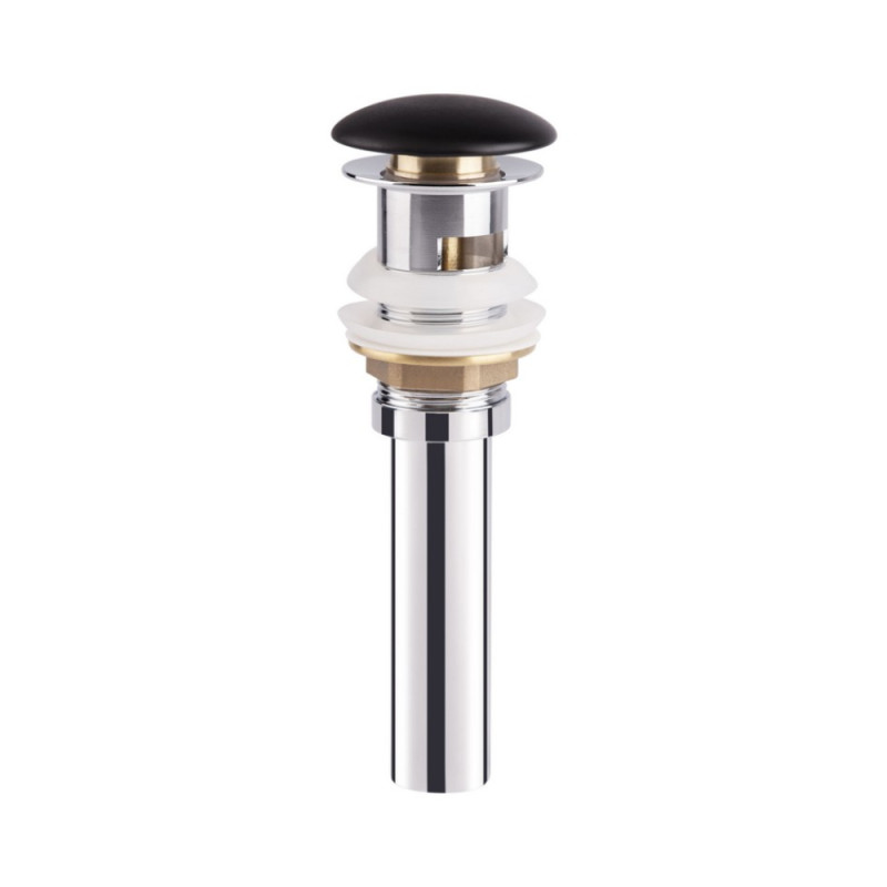 Донний клапан для раковини Qtap F009M1 70х70х220 Matt black з переливом