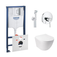 Комплект инсталляция Grohe Rapid SL 38772001 + унитаз с сиденьем Qtap Jay QT07335176W + набор для гигиенического душа со смесителем Grohe BauClassic 2904800S Комплект инсталляция Grohe Rapid SL 38772001 + унитаз с сиденьем Qtap Jay QT07335176W + набор для гигиенического душа со смесителем Grohe BauClassic 2904800S
