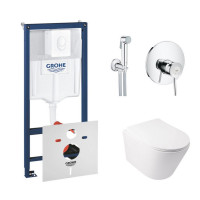 Комплект инсталляция Grohe Rapid SL 38722001 + унитаз с сиденьем Qtap Swan QT16335178W + набор для гигиенического душа со смесителем Grohe BauClassic 2904800S Комплект инсталляция Grohe Rapid SL 38722001 + унитаз с сиденьем Qtap Swan QT16335178W + набор для гигиенического душа со смесителем Grohe BauClassic 2904800S