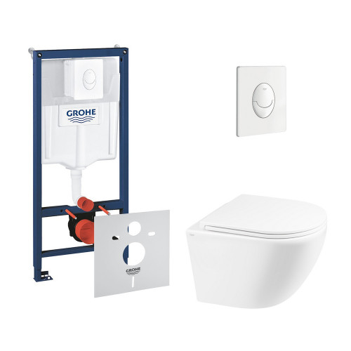 Набір інсталяція 4 в 1 Grohe Rapid SL 38722001 + унітаз з сидінням Qtap Robin QT1333046ERW