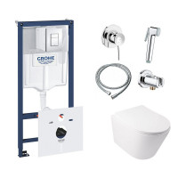 Комплект инсталляция Grohe Rapid SL 38827000 + унитаз с сиденьем Qtap Swan QT16335178W + набор для гигиенического душа со смесителем Grohe BauClassic 111048 Комплект инсталляция Grohe Rapid SL 38827000 + унитаз с сиденьем Qtap Swan QT16335178W + набор для гигиенического душа со смесителем Grohe BauClassic 111048