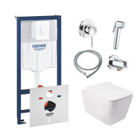 Комплект инсталляция Grohe Rapid SL 38722001 + унитаз с сиденьем Qtap Crow QT05335170W + набор для гигиенического душа со смесителем Grohe BauClassic 111048 Комплект инсталляция Grohe Rapid SL 38722001 + унитаз с сиденьем Qtap Crow QT05335170W + набор для гигиенического душа со смесителем Grohe BauClassic 111048