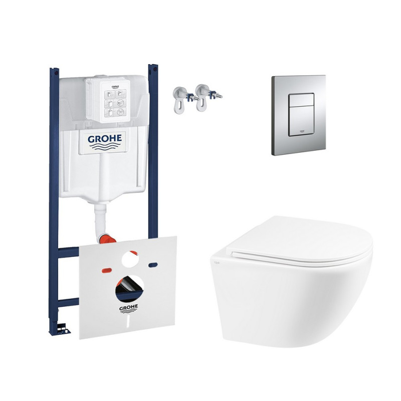 Набір інсталяція 4 в 1 Grohe Rapid SL 3884000G + унітаз з сидінням Qtap Robin QT1333046ENRW