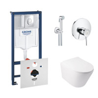 Комплект інсталяція Grohe Rapid SL 38721001 + унітаз з сидінням Qtap Swan QT16335178W + набір для гігієнічного душу зі змішувачем Grohe BauClassic 2904800S Комплект інсталяція Grohe Rapid SL 38721001 + унітаз з сидінням Qtap Swan QT16335178W + набір для гігієнічного душу зі змішувачем Grohe BauClassic 2904800S