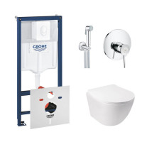 Комплект інсталяція Grohe Rapid SL 38722001 + унітаз з сидінням Qtap Jay QT07335176W + набір для гігієнічного душу зі змішувачем Grohe BauClassic 2904800S Комплект інсталяція Grohe Rapid SL 38722001 + унітаз з сидінням Qtap Jay QT07335176W + набір для гігієнічного душу зі змішувачем Grohe BauClassic 2904800S