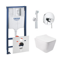 Комплект инсталляция Grohe Rapid SL 38772001 + унитаз с сиденьем Qtap Crow QT05335170W + набор для гигиенического душа со смесителем Grohe BauClassic 2904800S Комплект инсталляция Grohe Rapid SL 38772001 + унитаз с сиденьем Qtap Crow QT05335170W + набор для гигиенического душа со смесителем Grohe BauClassic 2904800S