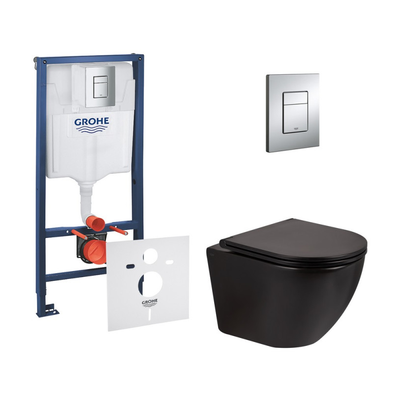 Набір інсталяція 4 в 1 Grohe Rapid SL 38772001 + унітаз з сидінням Qtap Robin QT1333046ERMB