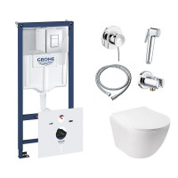 Комплект инсталляция Grohe Rapid SL 38827000 + унитаз с сиденьем Qtap Jay QT07335176W + набор для гигиенического душа со смесителем Grohe BauClassic 111048 Комплект инсталляция Grohe Rapid SL 38827000 + унитаз с сиденьем Qtap Jay QT07335176W + набор для гигиенического душа со смесителем Grohe BauClassic 111048