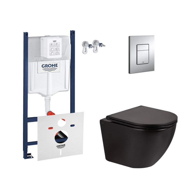 Набір інсталяція 4 в 1 Grohe Rapid SL 3884000G + унітаз з сидінням Qtap Robin QT1333046ERMB