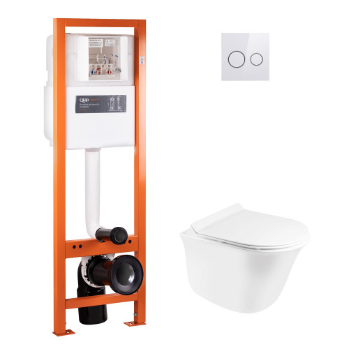 Набір Qtap інсталяція 4 в 1 з панеллю змиву Nest (QT0233M370 + QT0211P01V1176W) + унітаз з сидінням Virgo QT1833051ERW