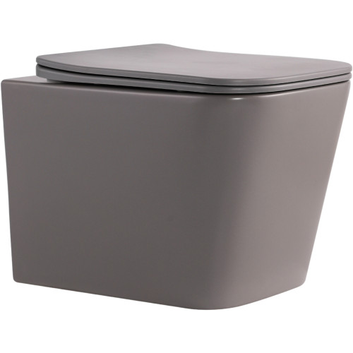 Унітаз підвісний Qtap Tern Ultra Quiet 520×345×325 мм, Stone grey, з сидінням Slim Duroplast / Soft-close / Quick Release QTTER26SG49000