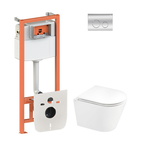 Набір Qtap інсталяція 4 в 1 з панеллю змиву Nest (QT0133M425 + QT0111M11112CRM) + унітаз з сидінням Scorpio QT1433053ERW