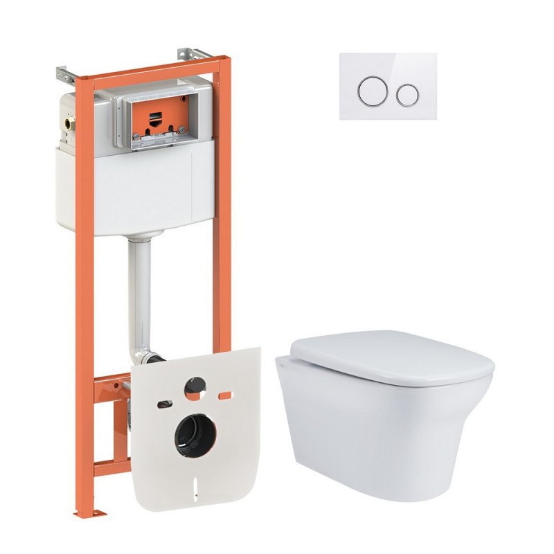 Набір Qtap інсталяція 4 в 1 з панеллю змиву Nest (QT0133M425 + QT0111M11V1114W) + унітаз з сидінням Gemini QT25332614EW