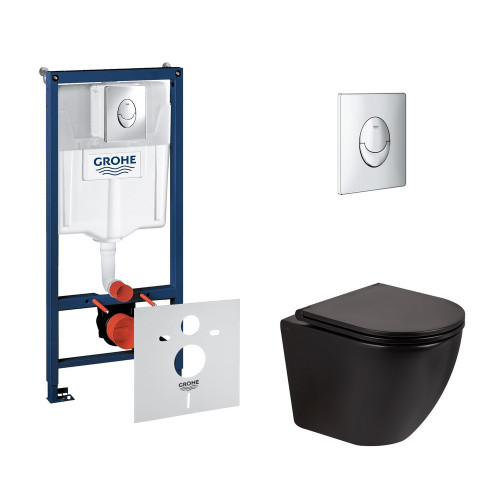 Набір інсталяція 4 в 1 Grohe Rapid SL 38721001 + унітаз з сидінням Qtap Robin QT13332141ERMB