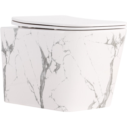 Унітаз підвісний Qtap Tern Ultra Quiet 520×345×325 мм, Marble, з сидінням Slim Duroplast / Soft-close / Quick Release QTTER26MR49002
