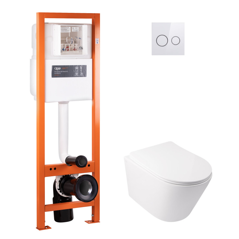 Набір Qtap інсталяція 4 в 1 з панеллю змиву Nest (QT0233M370 + QT0211P01V1176W) + унітаз з сидінням Swan QT16335178W