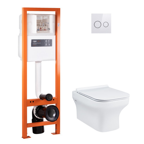 Набір Qtap інсталяція 4 в 1 з панеллю змиву Nest (QT0233M370 + QT0211P01V1176W) + унітаз з сидінням Cardinal QT0433C660HW