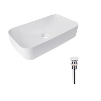 Комплект Qtap Tern: Раковина накладная прямоугольная 605x350x140 мм WHITE + Донный клапан PU02
