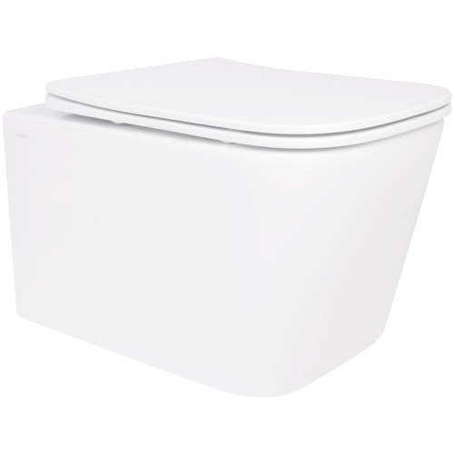 Унітаз підвісний Crow Rimless 485х340х330 мм, White, з сидінням Slim Duroplast/ Soft-close/ Quick Release QT05335171RW Qtap