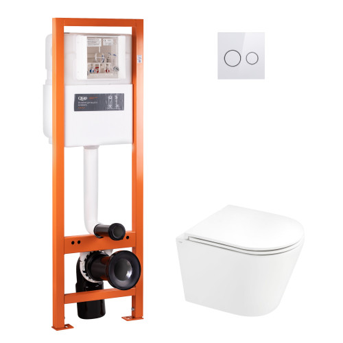 Набір Qtap інсталяція 4 в 1 з панеллю змиву Nest (QT0233M370 + QT0211P01V1176W) + унітаз з сидінням Scorpio QT1433053ERW