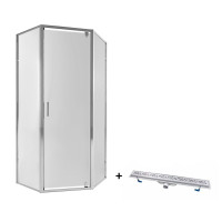 Набір Qtap душова кабіна Leo CRM10995-AC6 Clear з лінійним трапом Dry FC304-800