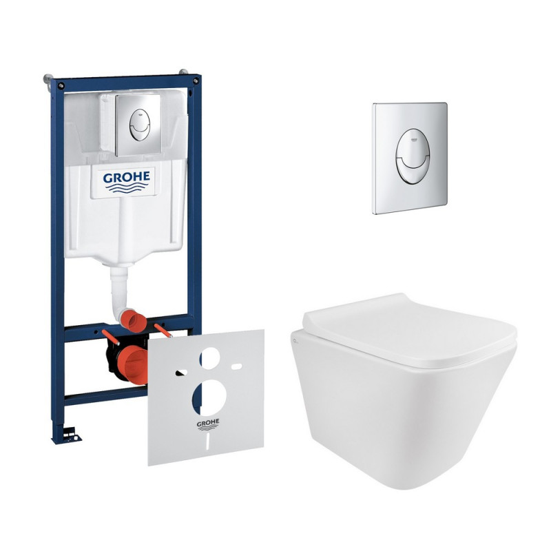 Набір інсталяція 4 в 1 Grohe Rapid SL 38721001 + унітаз з сидінням Qtap Tern QT1733052ERW