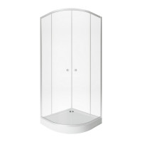 Набор Qtap душевая кабина Presto New CRM1088AC5 Clear 2020х800х800 мм + поддон Robin 308812C 80x80x12 см с сифоном
