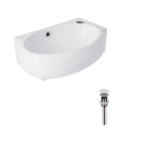 Комплект Qtap Leo: Раковина підвісна овальна права 430x290x140 мм White + Донний клапан PU02O
