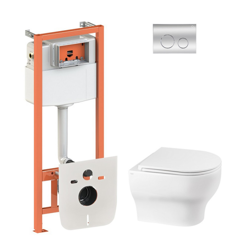 Набір Qtap інсталяція 4 в 1 з панеллю змиву Nest (QT0133M425 + QT0111M11112CRM) + унітаз з сидінням Aries QT0333063ERW