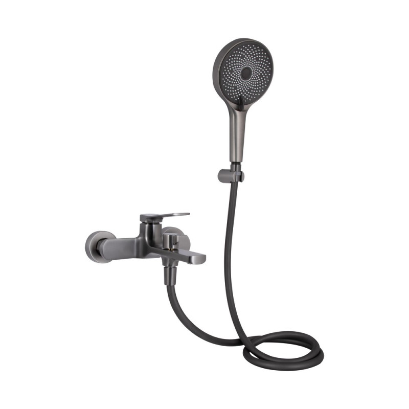 Змішувач для ванни Qtap Slavonice (з душовим гарнітуром) QTSLV259GMB48035 Gunmetal Black PVD