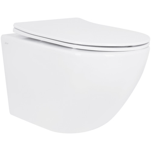Унітаз підвісний Jay Rimless 485×360×320 мм, White, з сидінням Slim Duroplast/ Soft-close/ Quick Relase QT07335177RW Qtap