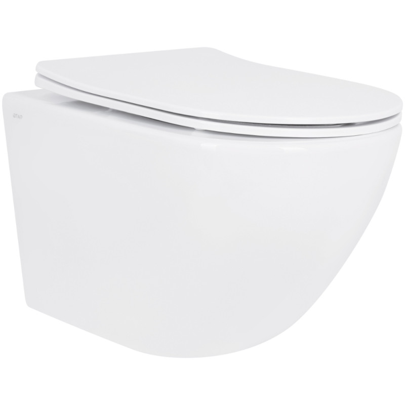 Унітаз підвісний Jay Rimless 485×360×320 мм, White, з сидінням Slim Duroplast/ Soft-close/ Quick Relase QT07335177RW Qtap