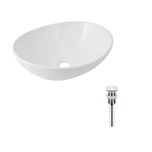 Комплект Qtap Dove: Раковина накладна овальна 410x335x145 мм White + Донний клапан PU02