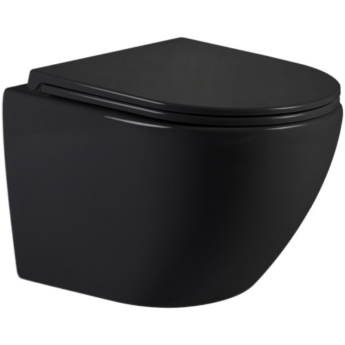 Унітаз підвісний Qtap Jay Ultra Quiet 485х360х320 мм, Matt Black, сидінням Slim Duroplast/ Soft-close/ Quick Relase QT07335177MB