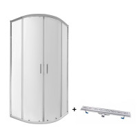 Набір Qtap душова кабіна Taurus CRM1099AC6 Clear з лінійним трапом Dry FC304-800