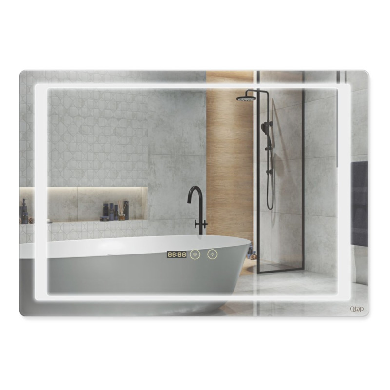Дзеркало Qtap Mideya 700х500 (DC-F902) 700х500 QT2078F902W з LED-підсвічуванням та антизапотіванням QT2078F902W