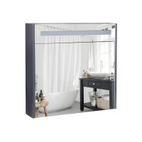 Дзеркальна шафа підвісна Qtap Robin 800х730х145 Graphite з LED-підсвічуванням QT1377ZP8002G