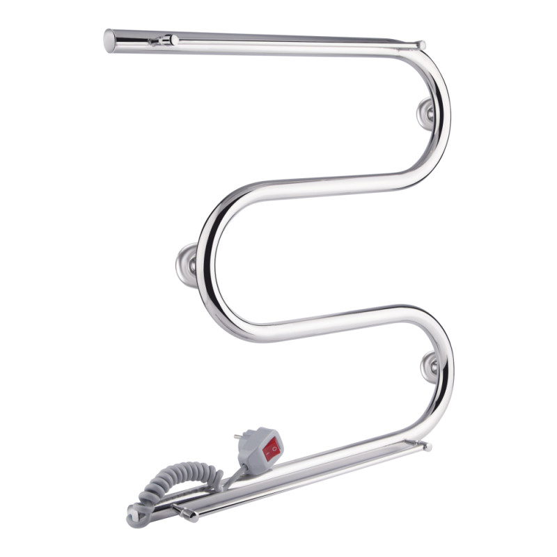 Сушарка рушників електрична Qtap Snake shelf (CRM) 500x500 LE з тримачем рушників