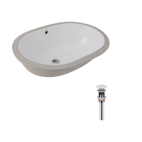 Комплект Qtap Stork: Раковина врізна овальна 560x395x195 мм White + Донний клапан PU02O