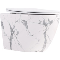 Унитаз подвесной Robin Ultra Quiet 490×365×325 мм, Marble, с сиденьем Slim Duroplast / Soft-close / Quick Release QT13332381АSMR Qtap