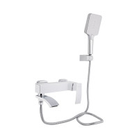 Смеситель для ванны Qtap Swan Cascada с поворотным изливом (c душевым гарнитуром) QTSWA260CRW45569 Chrome/White