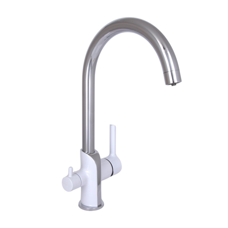 Змішувач для кухні Qtap Grand з підключенням для питної води QTGRA362CRW45668 Chrome/White