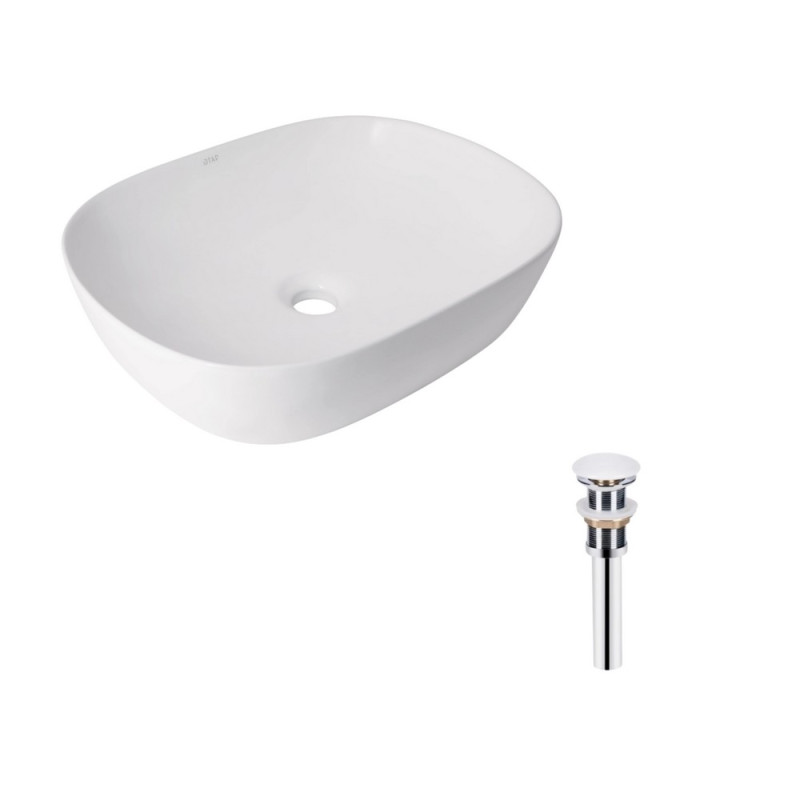 Комплект Qtap Aquarius: Раковина накладна прамокутна 465x375x115 мм White + Донний клапан PU02