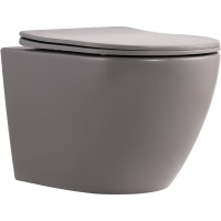 Унітаз підвісний Robin Ultra Quiet 490×365×325 мм, Stone Grey, з сидінням Slim Duroplast / Soft-close / Quick Release QT13332381АSSG Qtap