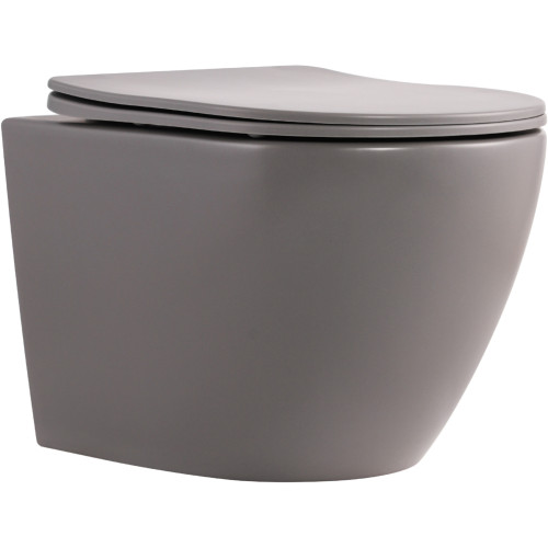 Унітаз підвісний Robin Ultra Quiet 490×365×325 мм, Stone Grey, з сидінням Slim Duroplast / Soft-close / Quick Release QT13332381АSSG Qtap
