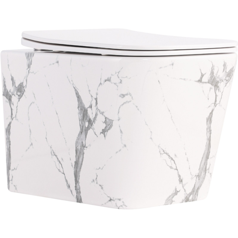 Унітаз підвісний Tern Ultra Quiet 490×365×325 мм, Marble, з сидінням Slim Duroplast / Soft-close / Quick Release QT17332303ASMR Qtap