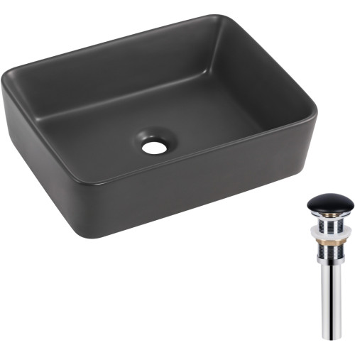 Раковина накладна Qtap Tern 480x370x135 мм, Anthracite, прямокутна, з донним клапаном QT17116069AN