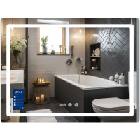 Дзеркало Qtap Mideya (MI2) 1000х800 з годинником, з LED-підсвічуванням Touch, з антизапотіванням, димером, рег. яскравості QTMID100080049266